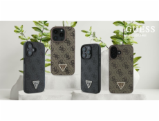 Guess Guess GUHCP16LP4TDPW iPhone 16 Pro 6.3 hnědé/hnědé pevné pouzdro Kožené 4G trojúhelníkové Strass MagSafe