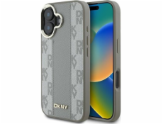 DKNY DKNY DKHMP16SPCPVSLE iPhone 16 6.1 béžový/béžový pevný obal s kostkovaným vzorem Magsafe