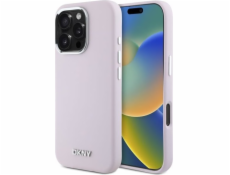 DKNY DKNY DKHMP16LSMCHLP iPhone 16 Pro 6.3 růžový/růžový pevný obal Tekutý silikon Malé kovové logo MagSafe