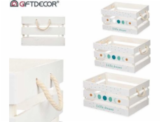 Giftdecor Dřevěné krabičky bílé s uchy MOON, 3 kusy