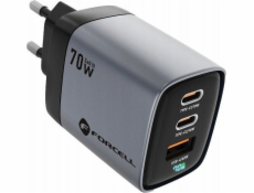 ForCell nabíječka FORCELL F-ENERGY GaN III VT-37 síťová nabíječka s LCD displejem 2 x typ C + USB A PD QC4.0 SAM SFC2.0 3,45A 70W šedá