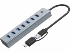 HUB USB Conceptronic Conceptronické HUBBIES21G rozbočovače a rozbočovače USB 3.2 Gen 1 (3.1 Gen 1) Typ-A 5000 Mbit/s Šedá