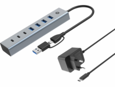 Conceptronic Conceptronic HUBBIES20GP Huby a rozbočovače USB 3.2 Gen 1 (3.1 Gen 1) Type-C 5000 Mbit/s šedá