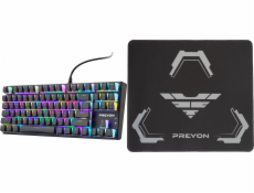 Klávesnice PREYON Klávesnice Preyon Brown Blitz Claw (PBRBC87B) + herní podložka Preyon Falcon Speed M (PFS40)