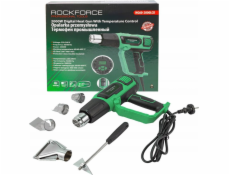 Elektrická horkovzdušná pistole Rockforce s tryskami (230V, 50/60Hz, 2000W, 60-600 stupňů, 300-500l/min)