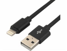 everActive USB Lightning kabel 1m - černý, opletený, podpora rychlého nabíjení, 2,4A - CBB-1IB