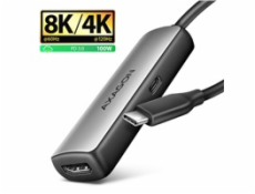 AXAGON RVC-HI8KPD, USB-C -> HDMI 2.1 redukce / adaptér, 8K/60Hz, 4K/144Hz, HDR10+, PD100W
