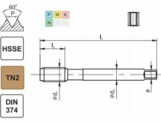 Fanar TAPPING DIE M12x1 DIN-374B (6H) HSSE TIN 800X