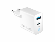 Rychlonabíječka do sítě Forever GaN TC-06-33AC PD QC 1x USB-C 1x USB 33W bílá