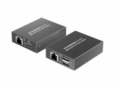 XtendLan CAT6 HDMI extender, vysílač+přijímač, 40m 4k/2k/1080p po jednom CAT6 kabelu, POC, přenos IR a USB (KVM)