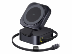 Bezdrátová nabíječka 2v1 Baseus PicoGo Series Qi2 67W kompatibilní s MagSafe černá