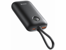 Swissten Power bank VOLTBOX 35W 10000 mAh s integrovanými kabely - USB-C, A, Lightning / černá
