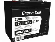 Green Cell CUBE AGM IP54 12V 55Ah VRLA Battery Gel deep cycle scooter mower boat barge mower tractor fishing boat