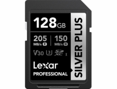 Lexar paměťová karta 128GB Professional SILVER PLUS SDXC™ UHS-I, čtení/zápis: 205/150MB/s