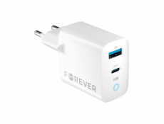 Rychlonabíječka do sítě Forever GaN TC-06-65AC PD QC 1x USB-C 1x USB 65W bílá