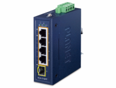 Planet IGS-514PT kompaktní průmyslový L2/L4 switch, 4x1Gb, 1x1G SFP, 4x1Gb PoE+ 802.3at 120W, -40~75°C, IP30, fanless