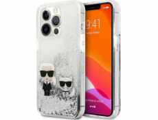 Karl Lagerfeld Pouzdro Karl Lagerfeld KLHCP13LGKCS Apple iPhone 13 Pro stříbrné/stříbrné pevné pouzdro Liquid Glitter Karl&Choupette