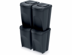 Prosperplast Odpadkový koš pro třídění 4 x 35L černý (IKWB35S4-S411)