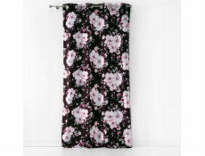 NoName ČERNO-RŮŽOVÁ SAMETOVÁ KVĚTINOVÁ ZÁVĚSA 140x240 cm