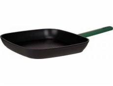 Kinvara pánev na smažení, žebrovaná pánev na pečení, černá, zelená, 28 x 28 cm, hliník