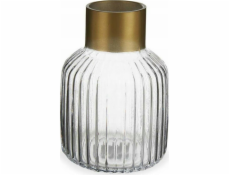 Gift Decor Dárková dekorace Váza s pruhy zlaté průhledné sklo (12 x 18 x 12 cm)