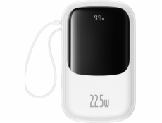 Baseus Powerbanka Qpow Pro+ 20 000 mAh 22,5 W s vestavěným kabelem USB-C a displejem - bílá