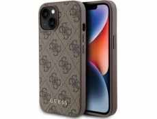 Guess Guess GUHCP15SG4GFBR Pevný kryt pro iPhone 15 6.1 hnědý/hnědý 4G kov zlaté logo