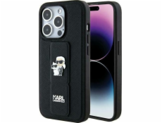 Karl Lagerfeld Karl Lagerfeld KLHCP14LGSAKCPK tvrdý kryt pro iPhone 14 Pro 6.1 černá/černá, stojánek, saffiano pinzetky Karl&Choupette