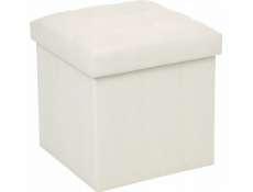 Atmosphera Skládací úložný puf podnožka, nádoba s víkem - 2 v 1, krémová barva