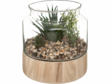 Atmosphera Umělé rostliny výška 17,5 cm, ve skleněném teráriu na podstavci