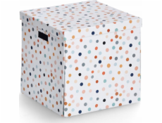 Zeller Kartonová krabice s víkem DOTS, 33,5 x 33 x 32 cm