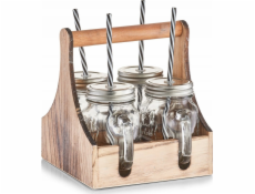 Zeller Sada lahví na pití s praktickým přepravním košíkem