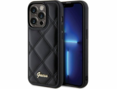 Guess Guess GUHCP15LPSQSQSK pevný kryt pro iPhone 15 Pro 6.1 černý/černý s prošívaným kovovým logem