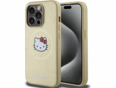 Sourcing Hello Kitty HKHMP14XPGHCKD Pouzdro pro iPhone 14 Pro Max 6.7  zlaté/zlaté, kožené, s hlavičkou Kitty a magnetickým uzávěrem