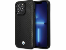 BMW Kožený kryt BMW s diamantovým vzorem - iPhone 14 Pro (černý)