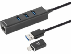 Manhattan USB HUB Manhattan 180894 huby a rozbočovače USB 3.2 Gen 1 (3.1 Gen 1) Typ-A + Typ-C 5000 Mbit/s Černá