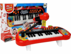 Lean Sport Klávesový piano 24 kláves, USB, mikrofon, červený (7833)