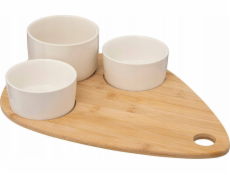 Secret de Gourmet Misky Snack na bambusovém prkénku ve tvaru slzy, 3 talíře