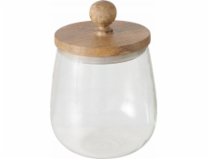 Boltze Skleněné dózy VARUD s víkem z mangového dřeva, O 12 cm