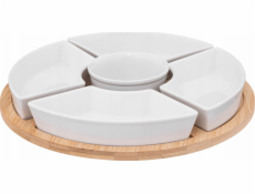 Secret de Gourmet Sada na občerstvení 6 porcelánových misek + bambusový tác