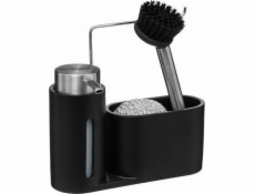 5five Dávkovač mycího prostředku + kartáč + drátěnka, černý