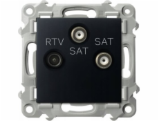 Ospel RTV-SAT zásuvka Ospel Szafir GPA-Z2S/m/33 se dvěma SAT výstupy, černá metalická