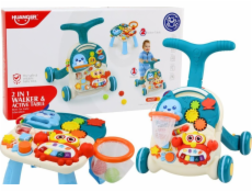 LeanToys Chodítko, odstrkovadlo, vzdělávací stůl 2v1, interaktivní panel, modrý