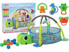 LeanToys Dětská podložka s míčky a bazénkem 3v1, želva