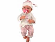 LeanToys Dětský svetr s pruhovanou čepicí a dudlíkem růžový