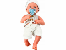 LeanToys Panenka v bílo-šedém oblečení, čepice, dudlík a deka