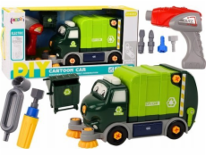 LeanToys Popelářské auto Kreslená hračka Kroutící se Pohyblivá DIY Zelená