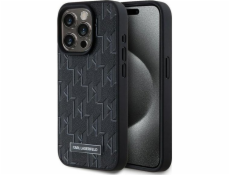 Karl Lagerfeld Karl Lagerfeld KLHMP15XPKHPORPK Pevný kryt pro iPhone 15 Pro Max 6.7 černý/černý kožený monogram s kovovým logem