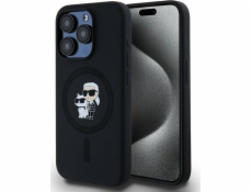 Karl Lagerfeld Karl Lagerfeld KLHMP15LSCMKCRHK pevný silikonový kryt pro iPhone 15 Pro 6.1 černý/černý s magnetickým uzávěrem Karl & Choupette