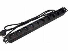 Alantec prodlužovací lišta 19 230V - 10 zásuvek (typ E - CEE 7/5), kabel 1,8 m CEE 7/7